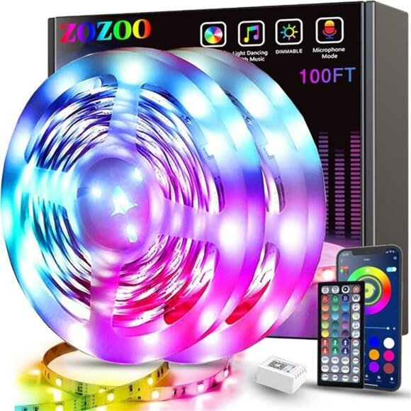 100ft Led Lights for Bedroom 2 Rolls 50ft Smart RGB Led Strip Lights Decoration - Picture 1 of 8